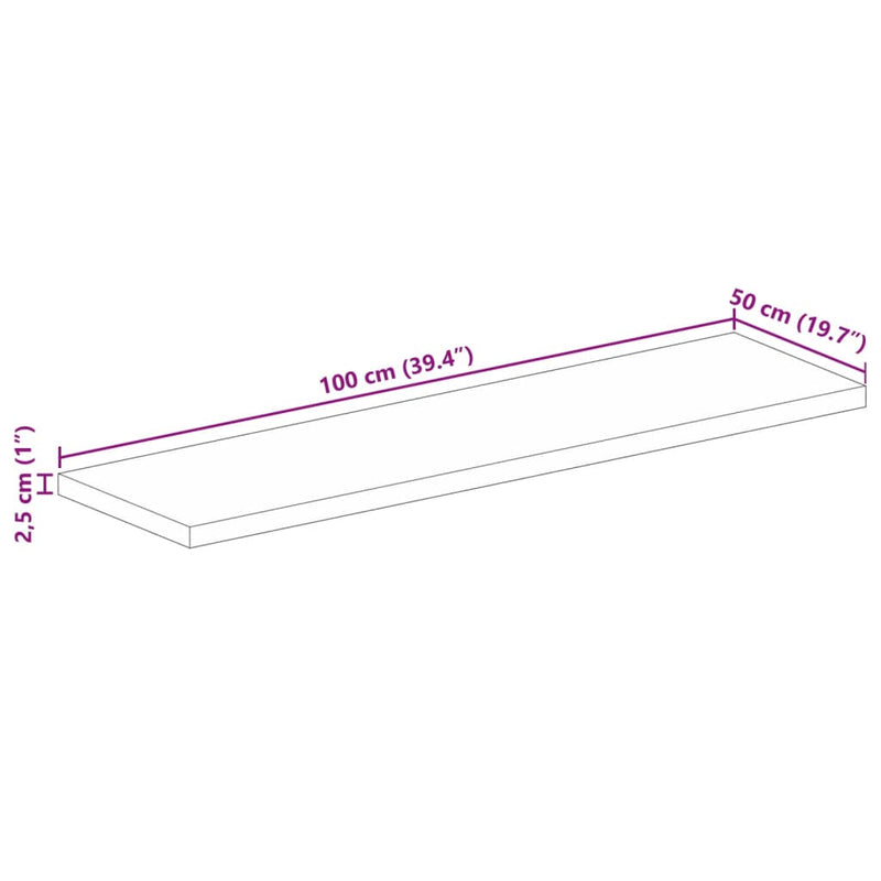 vidaXL tömör nyers mangófa téglalap alakú asztallap 100 x 50 x 2,5 cm