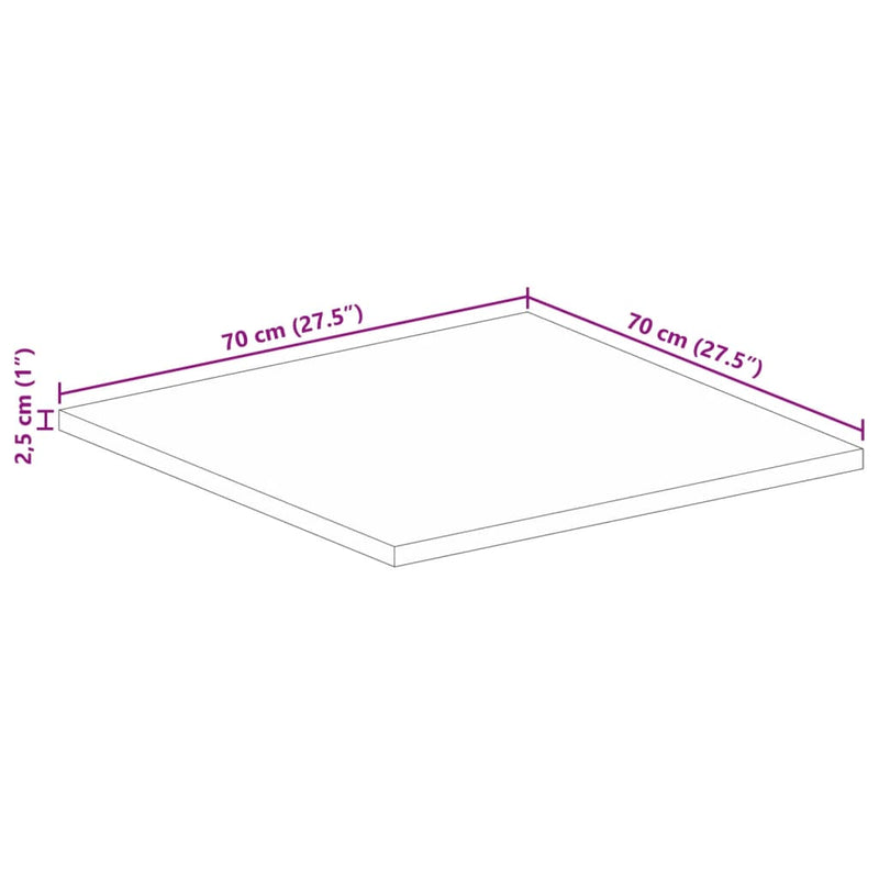 vidaXL tömör mangófa négyzet alakú asztallap 70x70x2,5 cm