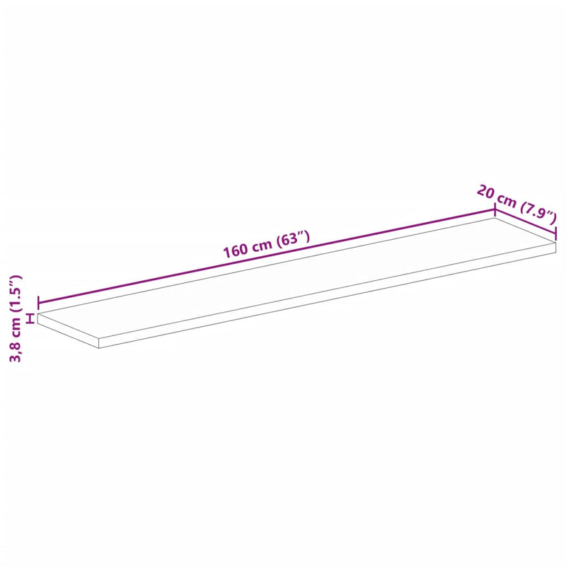 vidaXL tömör mangófa téglalap alakú asztallap 160x20x3,8 cm