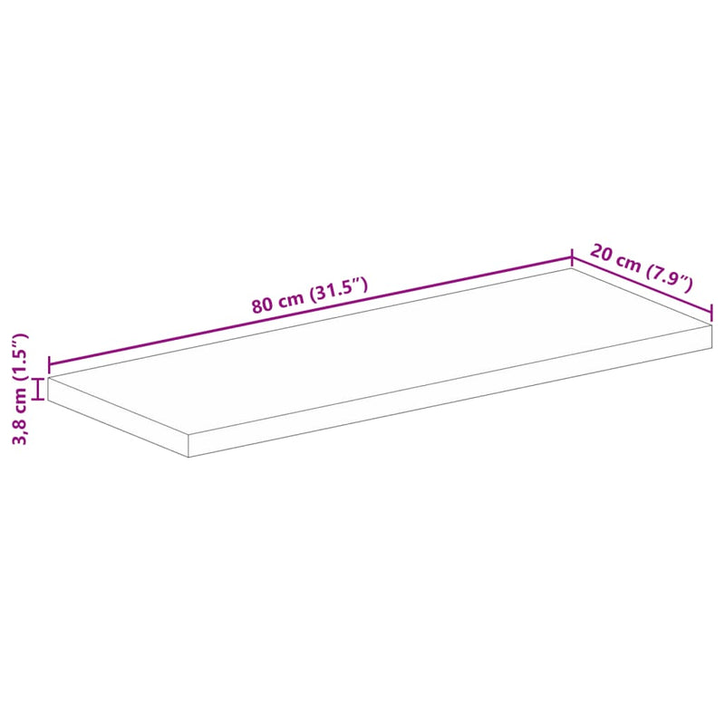 vidaXL tömör mangófa téglalap alakú asztallap 80x20x3,8 cm