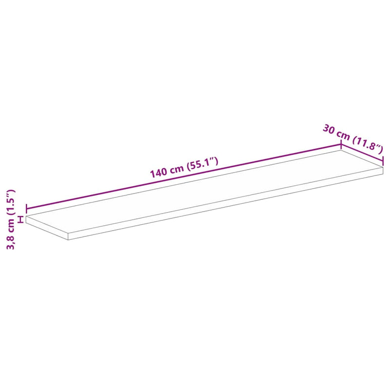 vidaXL tömör mangófa téglalap alakú asztallap 140x30x3,8 cm
