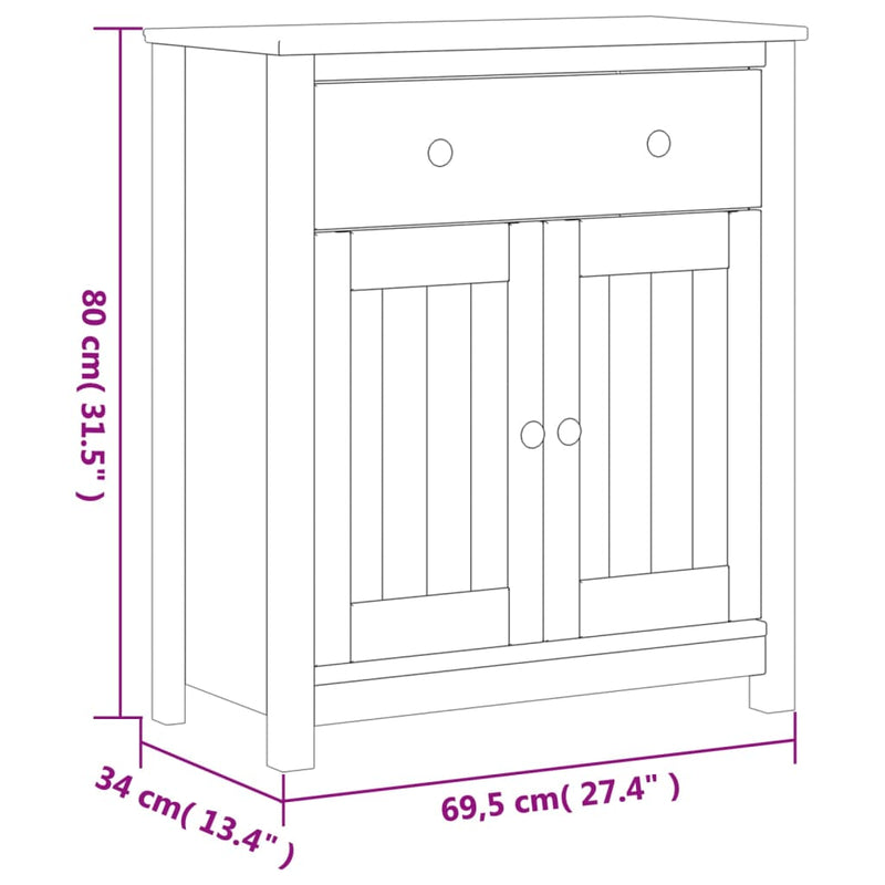 vidaXL BERG fehér tömör fenyőfa fürdőszobaszekrény 69,5 x 34 x 80 cm