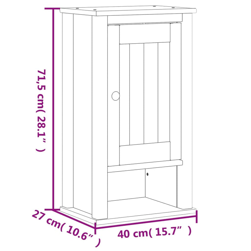 vidaXL BERG fekete tömör fenyőfa fürdőszobaszekrény 40x27x71,5 cm