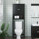 vidaXL BERG fekete tömör fa WC feletti tároló 60 x 27 x 164,5 cm