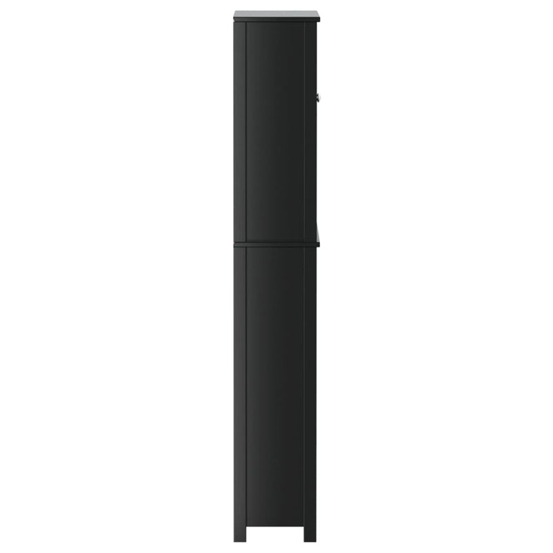 vidaXL BERG fekete tömör fa mosógépszekrény 76 x 27 x 164,5 cm