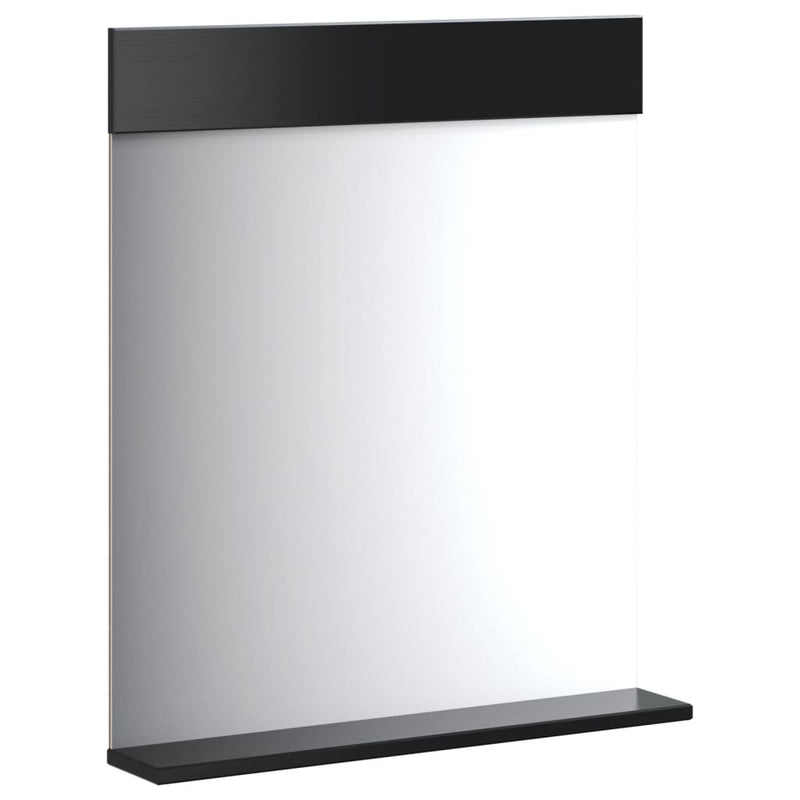 vidaXL BERG fekete tömör fa fürdőszobatükör polccal 60 x 12 x 70 cm
