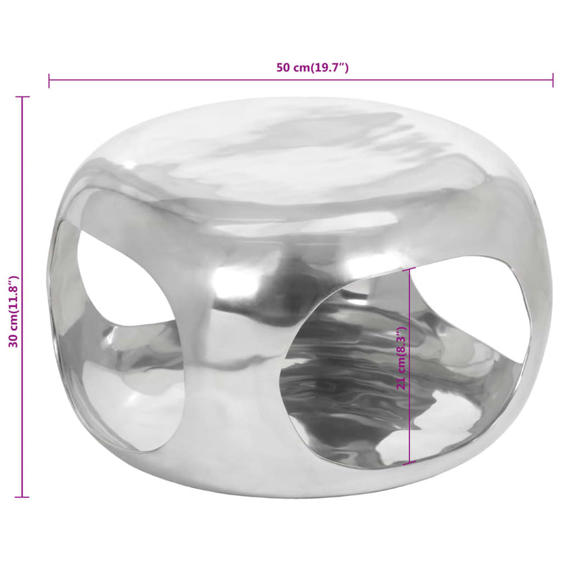 vidaXL ezüstszínű alumínium dohányzóasztal 50 x 50 x 30 cm