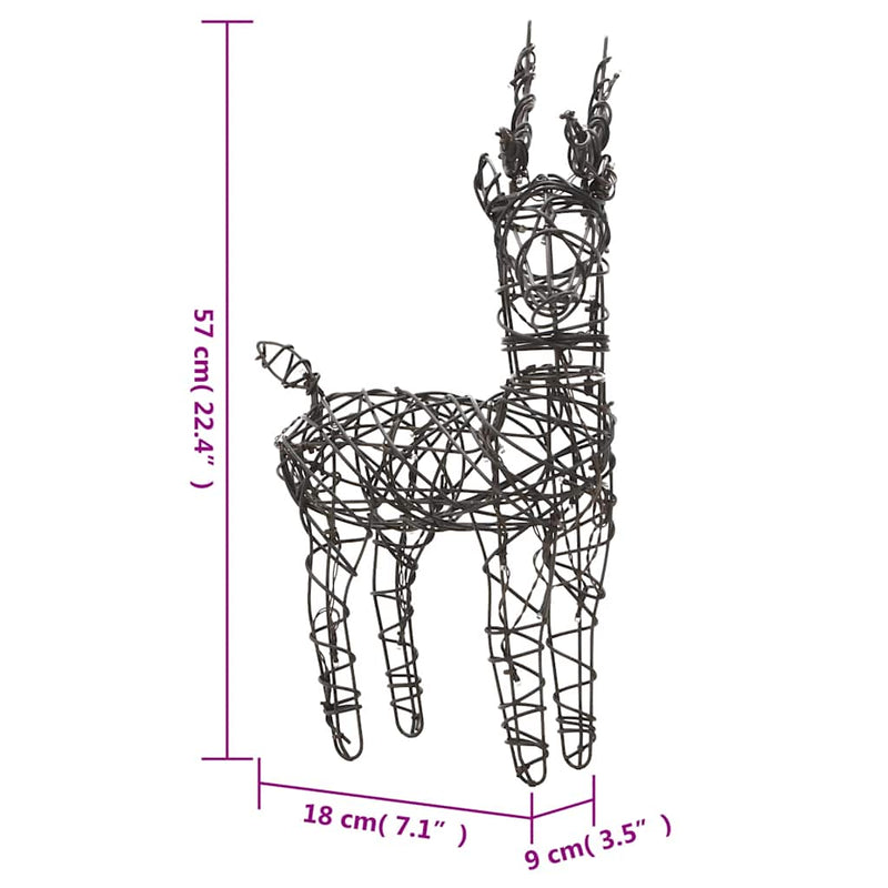 vidaXL meleg fehér rattan rénszarvas és szán karácsonyi dísz 160 LED