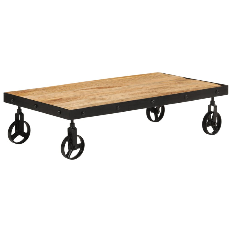 vidaXL tömör mangófa kerekes dohányzóasztal 100 x 55 x 26 cm