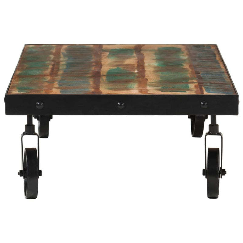 vidaXL tömör újrahasznosított fa kerekes dohányzóasztal 100x55x26 cm