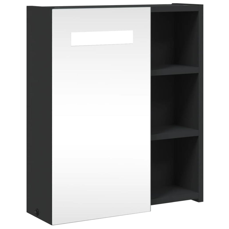 vidaXL fekete tükrös fürdőszobaszekrény LED-del 45 x 13 x 52 cm