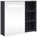 vidaXL szürke tükrös fürdőszobaszekrény LED-del 60 x 13 x 52 cm