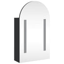 vidaXL fekete ívelt tükrös fürdőszobaszekrény LED-del 42 x 13 x 70 cm