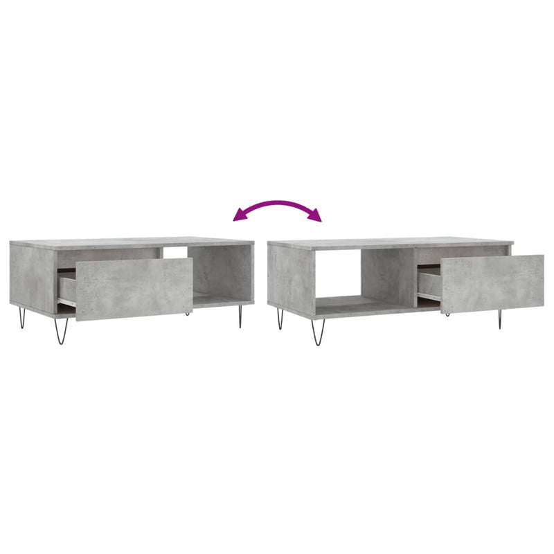 vidaXL betonszürke szerelt fa dohányzóasztal 90x50x36,5 cm