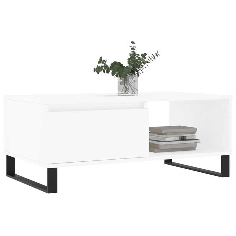 vidaXL fehér szerelt fa dohányzóasztal 90 x 50 x 36,5 cm