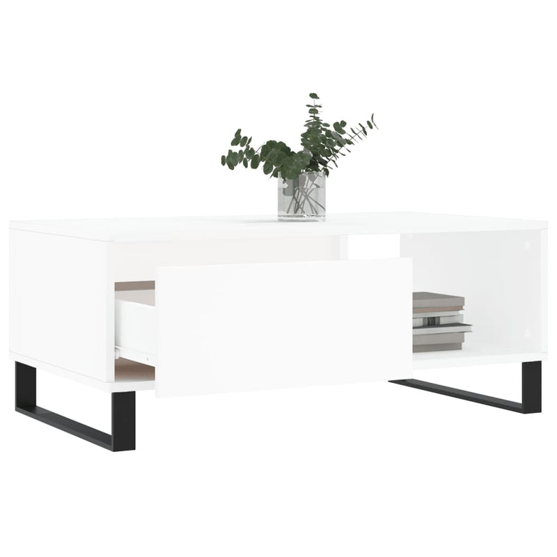 vidaXL fehér szerelt fa dohányzóasztal 90 x 50 x 36,5 cm