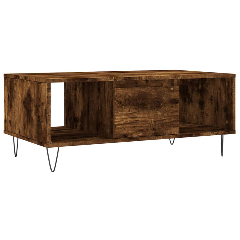 vidaXL füstös tölgy színű fatermék dohányzóasztal 90x50x36,5 cm