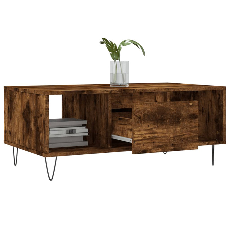 vidaXL füstös tölgy színű fatermék dohányzóasztal 90x50x36,5 cm