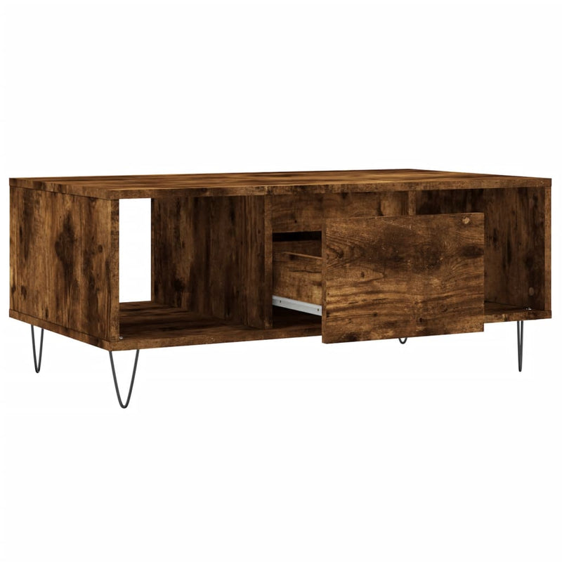 vidaXL füstös tölgy színű fatermék dohányzóasztal 90x50x36,5 cm