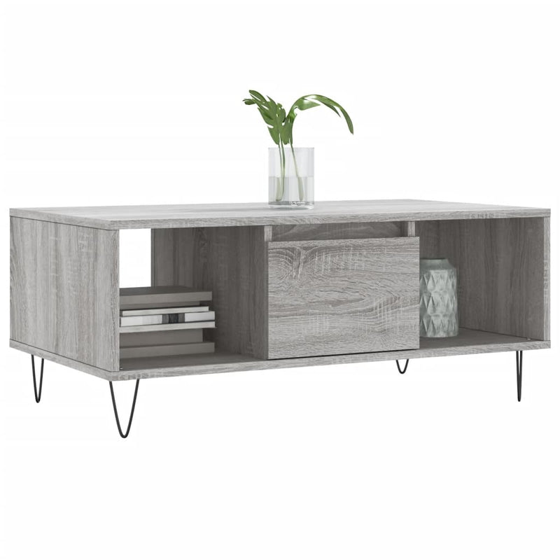 vidaXL szürke sonoma színű szerelt fa dohányzóasztal 90 x 50 x 36,5 cm