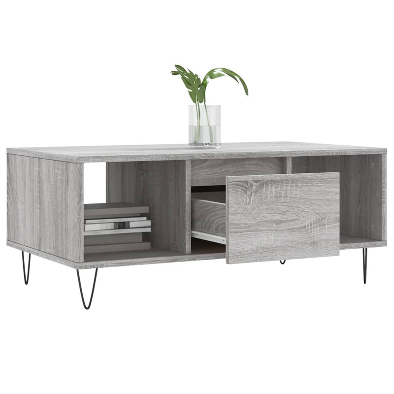 vidaXL szürke sonoma színű szerelt fa dohányzóasztal 90 x 50 x 36,5 cm