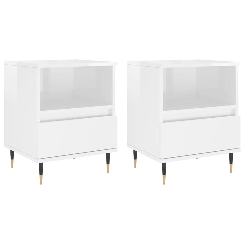 vidaXL 2 db magasfényű fehér szerelt fa éjjeliszekrény 40x35x50 cm