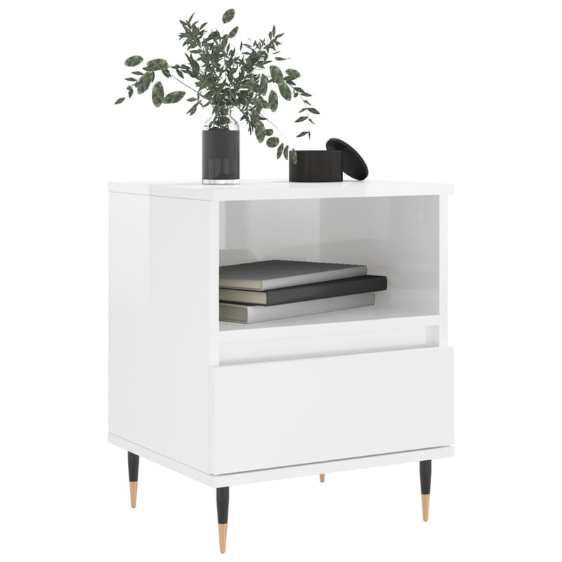 vidaXL 2 db magasfényű fehér szerelt fa éjjeliszekrény 40x35x50 cm