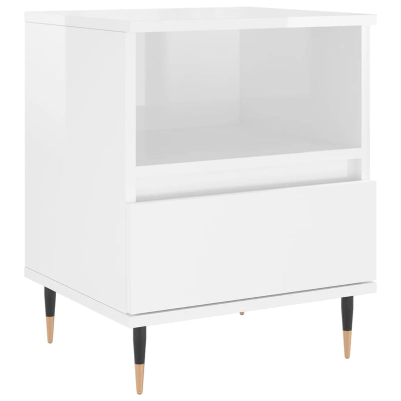 vidaXL 2 db magasfényű fehér szerelt fa éjjeliszekrény 40x35x50 cm