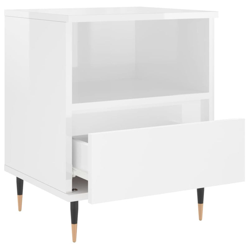 vidaXL 2 db magasfényű fehér szerelt fa éjjeliszekrény 40x35x50 cm