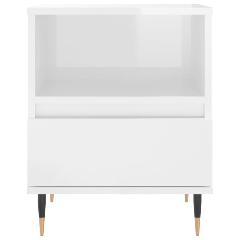 vidaXL 2 db magasfényű fehér szerelt fa éjjeliszekrény 40x35x50 cm
