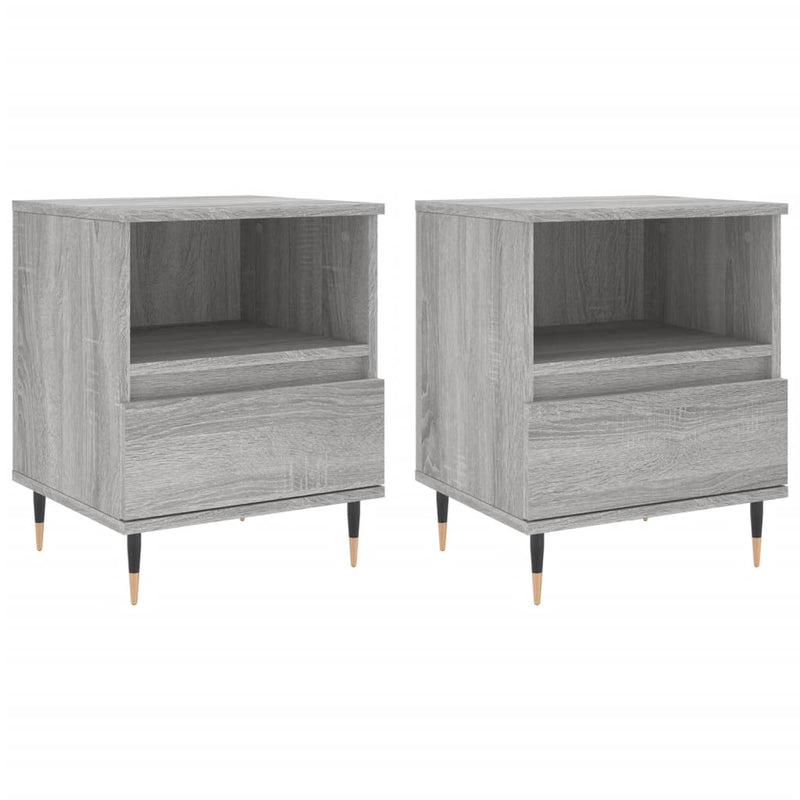 vidaXL 2 db szürke sonoma színű éjjeliszekrény 40 x 35 x 50 cm
