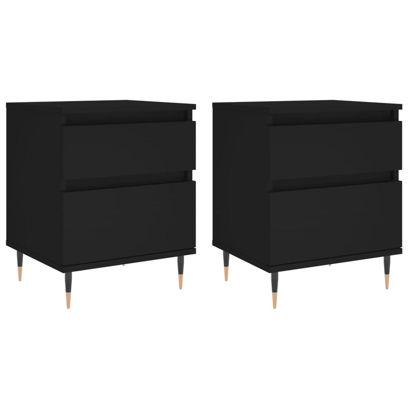 vidaXL 2 db fekete szerelt fa éjjeliszekrény 40 x 35 x 50 cm