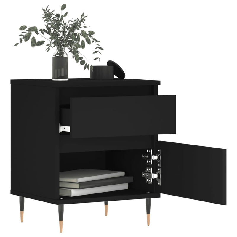 vidaXL 2 db fekete szerelt fa éjjeliszekrény 40 x 35 x 50 cm