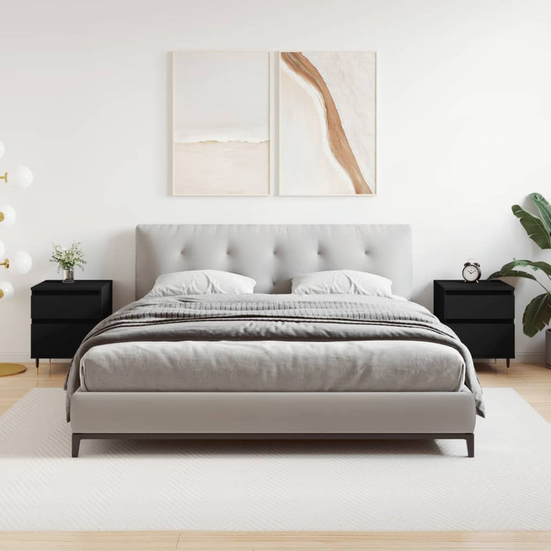 vidaXL 2 db fekete szerelt fa éjjeliszekrény 40 x 35 x 50 cm