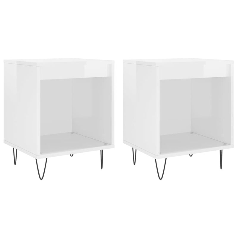 vidaXL 2 db magasfényű fehér szerelt fa éjjeliszekrény 40x35x50 cm