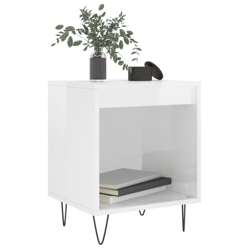 vidaXL 2 db magasfényű fehér szerelt fa éjjeliszekrény 40x35x50 cm