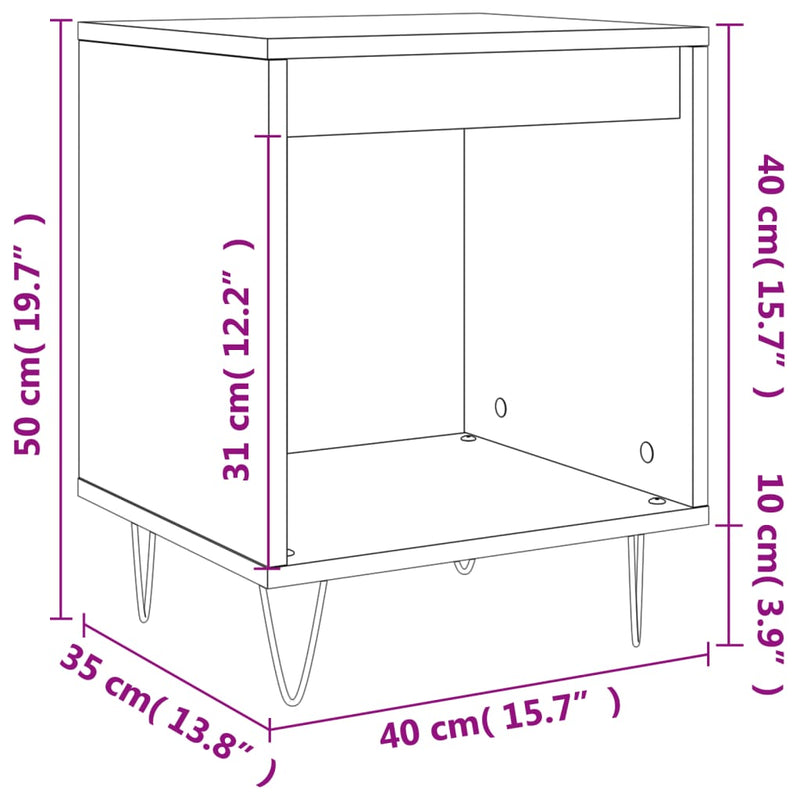 vidaXL 2 db magasfényű fehér szerelt fa éjjeliszekrény 40x35x50 cm