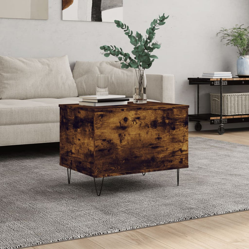 vidaXL füstös tölgy színű szerelt fa dohányzóasztal 60x44,5x45 cm