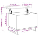 vidaXL fehér szerelt fa dohányzóasztal 60x44,5x45 cm