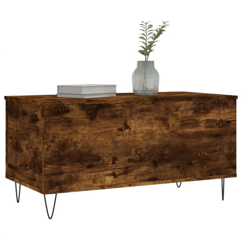 vidaXL füstös tölgy színű szerelt fa dohányzóasztal 90 x 44,5 x 45 cm
