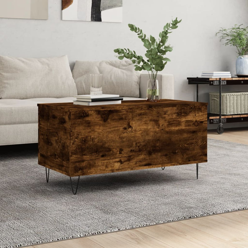 vidaXL füstös tölgy színű szerelt fa dohányzóasztal 90 x 44,5 x 45 cm