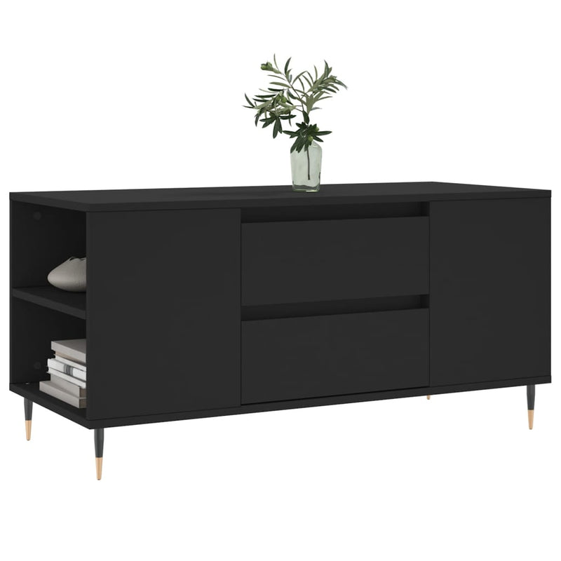 vidaXL fekete szerelt fa dohányzóasztal 102x44,5x50 cm