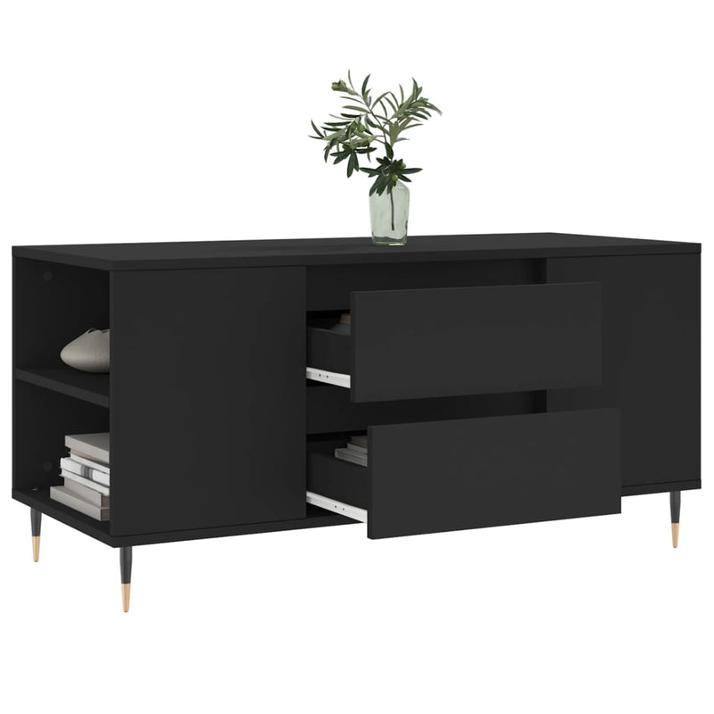 vidaXL fekete szerelt fa dohányzóasztal 102x44,5x50 cm