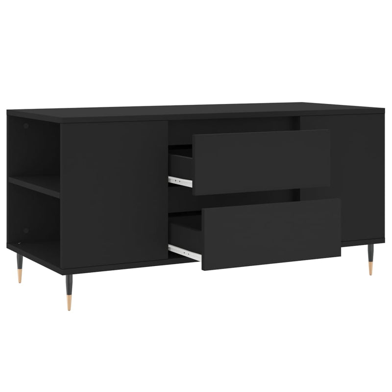 vidaXL fekete szerelt fa dohányzóasztal 102x44,5x50 cm