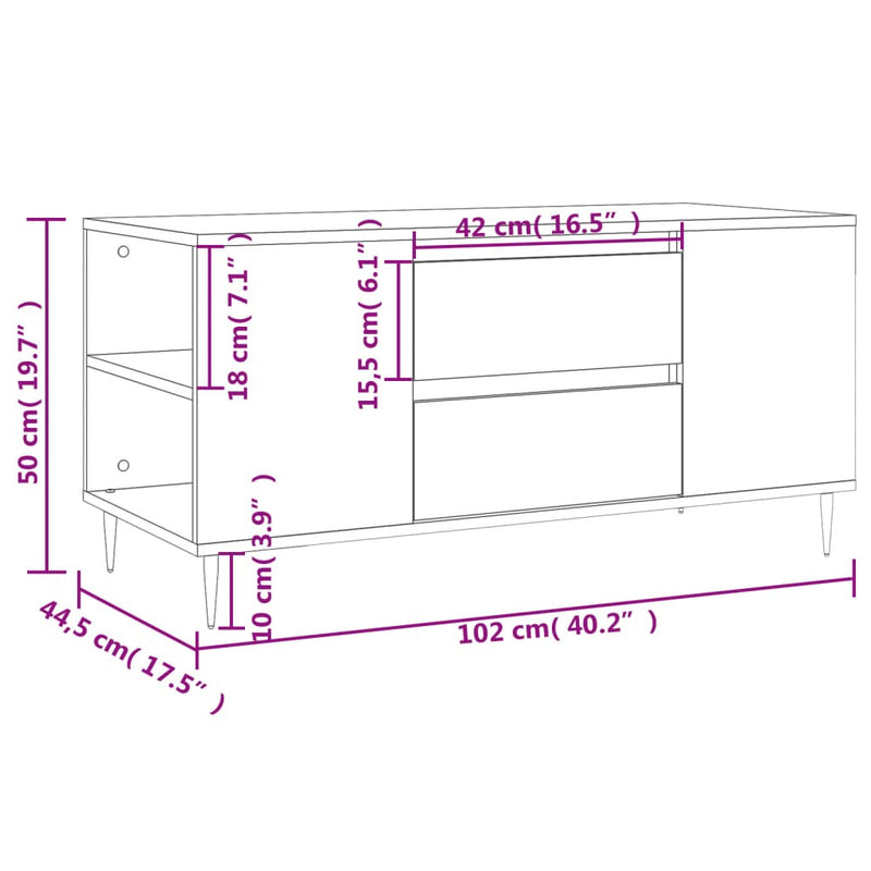 vidaXL betonszürke szerelt fa dohányzóasztal 102x44,5x50 cm