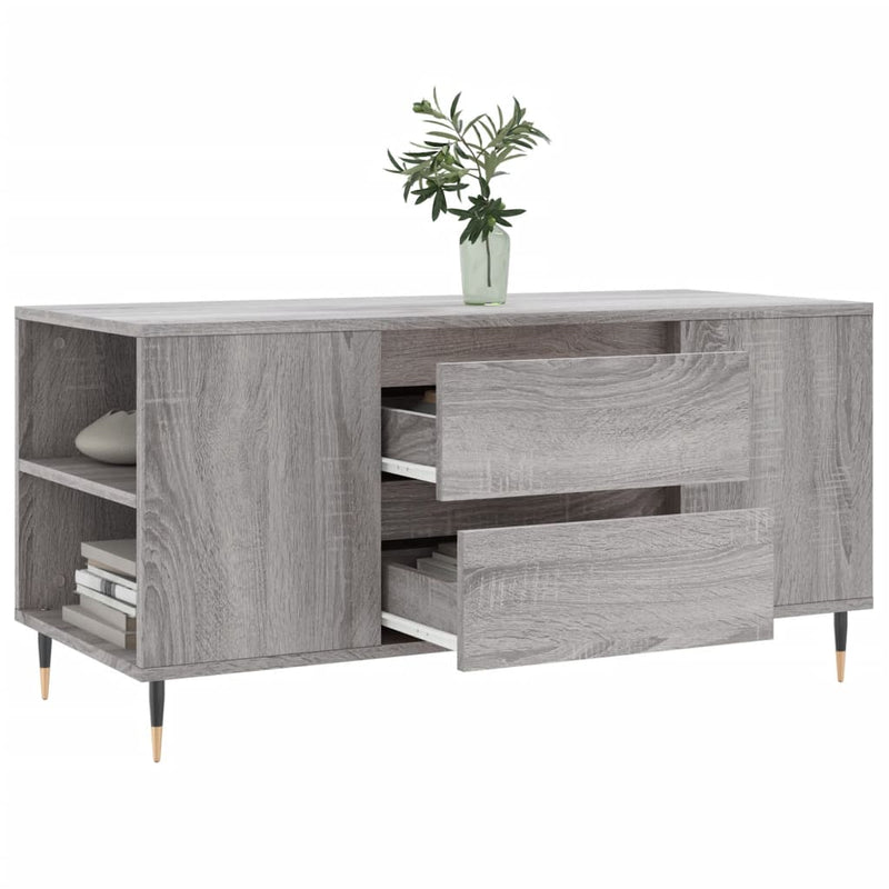 vidaXL szürke sonoma színű szerelt fa dohányzóasztal 102x44,5x50 cm