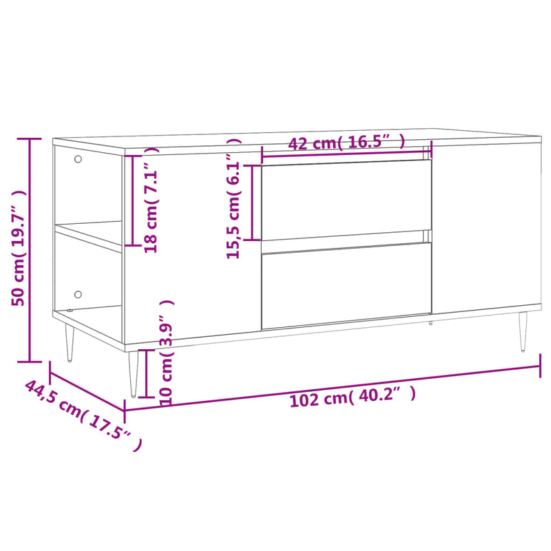 vidaXL barna tölgyszínű szerelt fa dohányzóasztal 102 x 44,5 x 50 cm