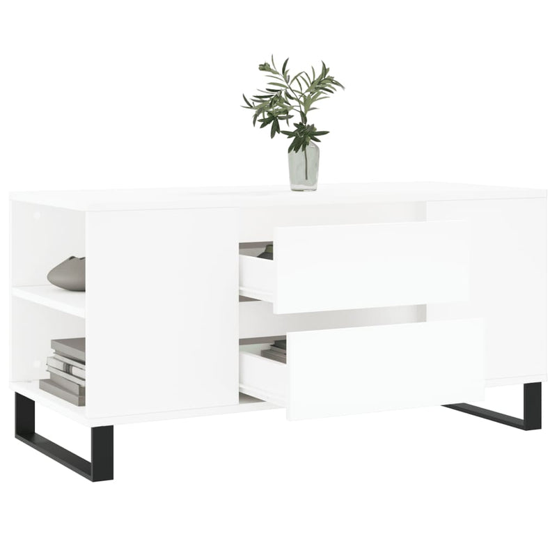 vidaXL fehér szerelt fa dohányzóasztal 102x44,5x50 cm