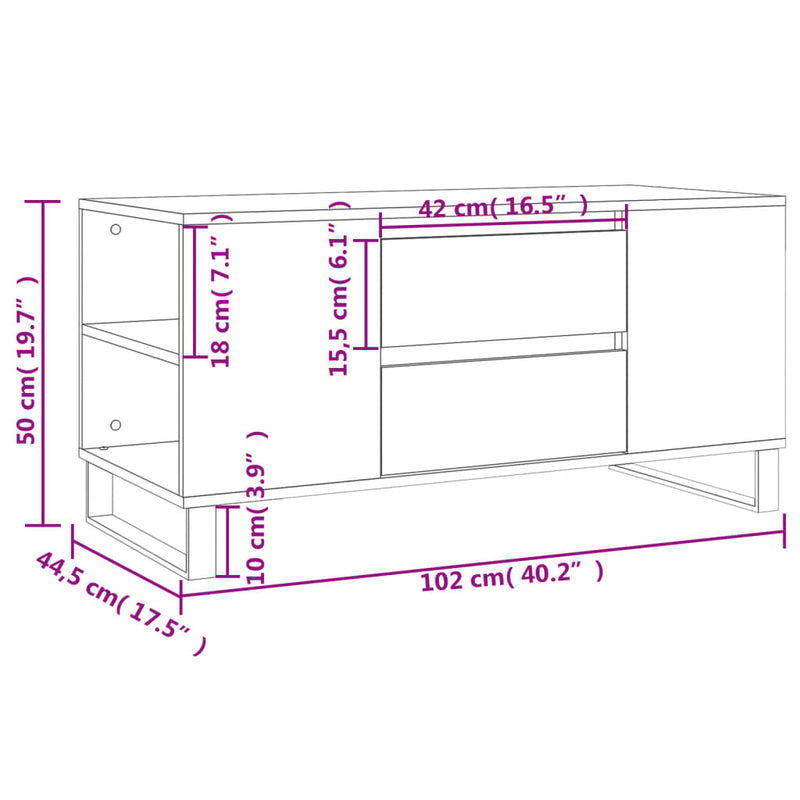 vidaXL betonszürke szerelt fa dohányzóasztal 102x44,5x50 cm