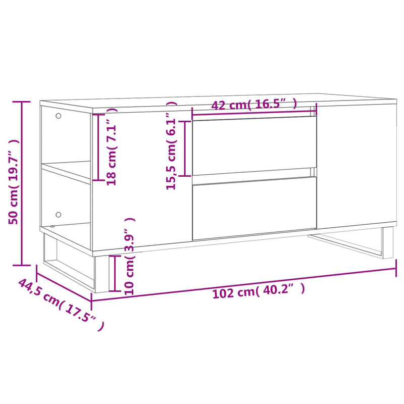 vidaXL szürke sonoma színű szerelt fa dohányzóasztal 102x44,5x50 cm